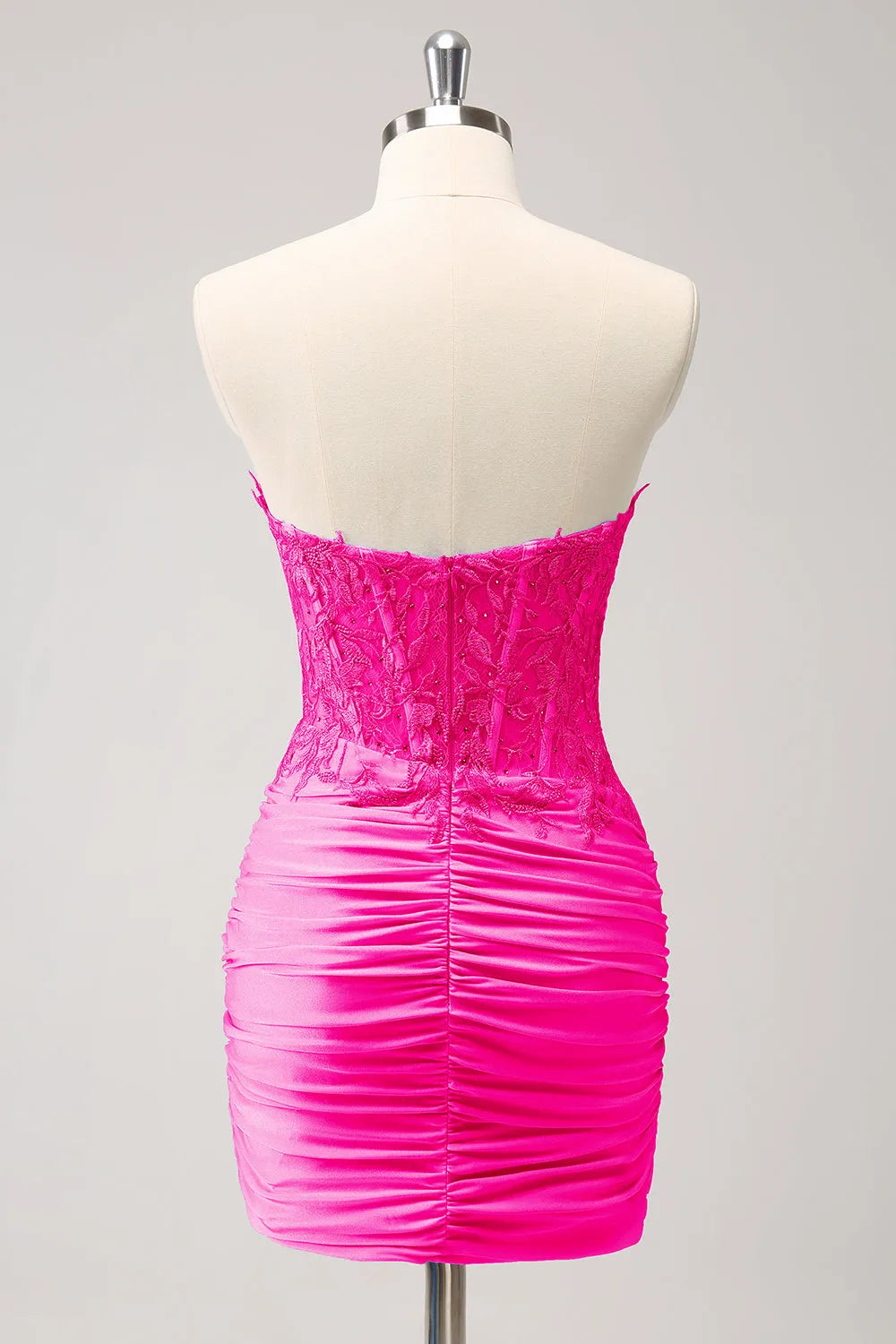 Fuchsia Sweetheart Bodycon Corset Homecoming Dress with Beading