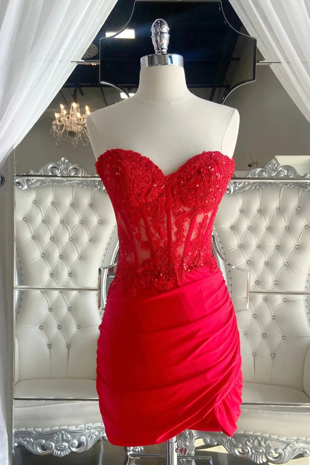 Fuchsia Sweetheart Bodycon Corset Homecoming Dress with Beading