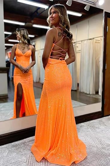 Sheath/Column Floor-length V-neck Sequined Ruffles Prom Dresses