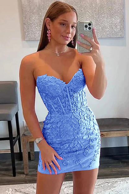 Tight Short Homecoming Dress with Appliques