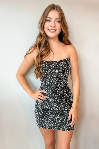 Sexy Fitted Strapless Beaded Empire Homecoming Dress