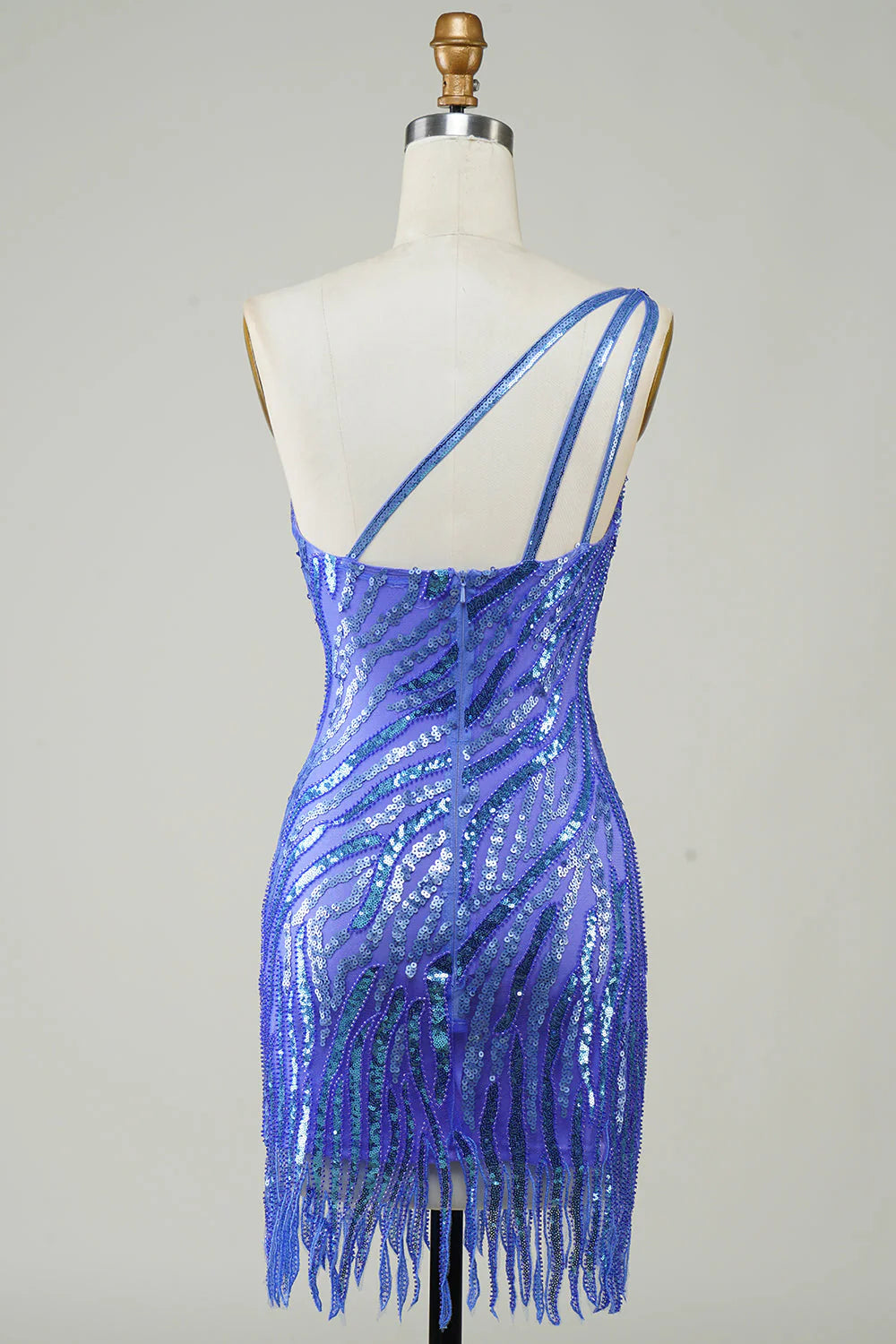 Sparkly Sheath One Shoulder Blue Sequins 1920s Dress