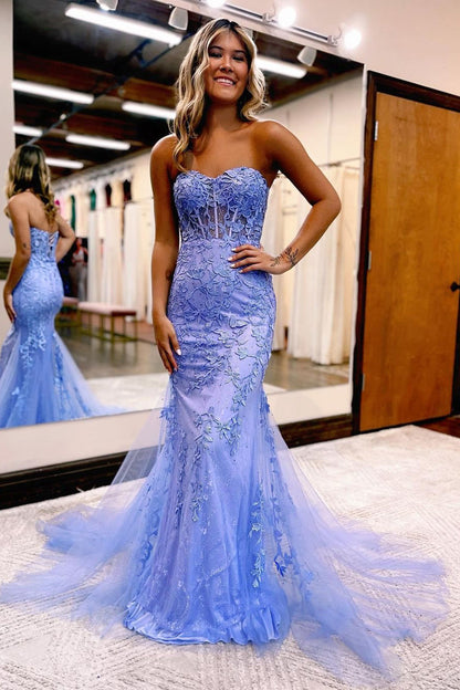 Red Sweetheart Neck Mermaid Prom Dress With Appliques